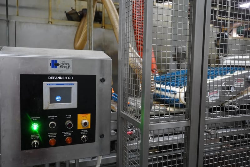 Operator controls and guarded conveying equipment