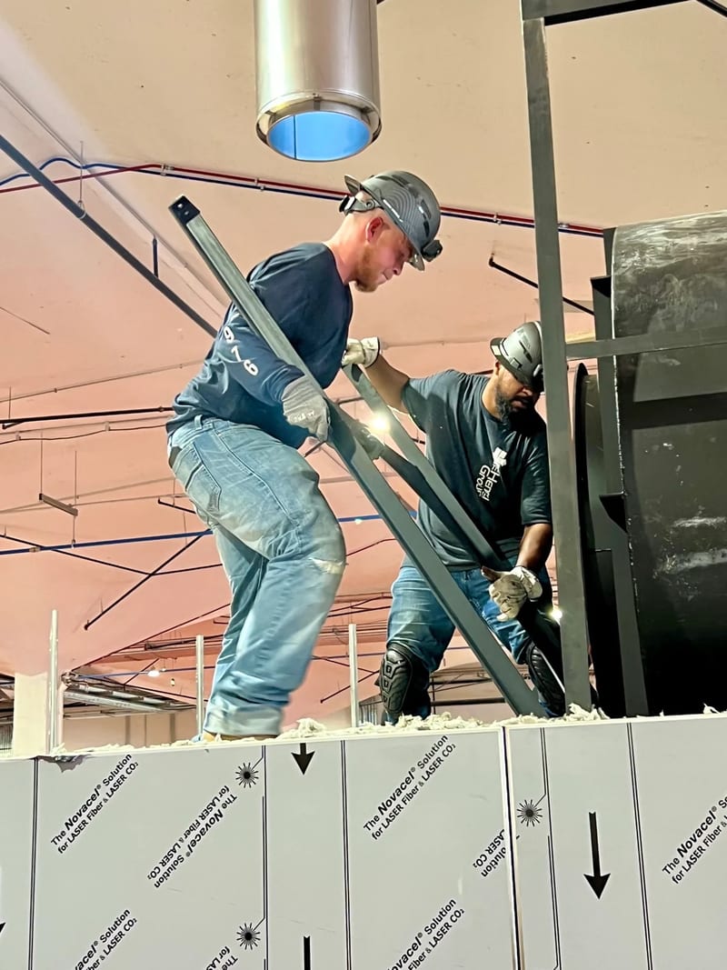 Field crew handling equipment during an installation