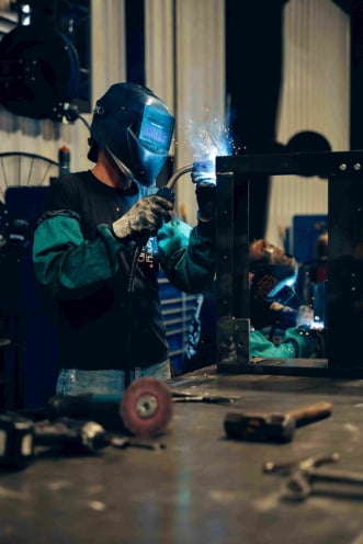 Welding work in the shop