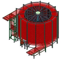 Illustration of a spiral proofing conveyor